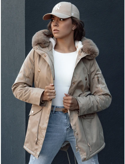 Dámská zimní bunda parka s kožešinou béžová Dstreet model 21979832 - FashionStreet