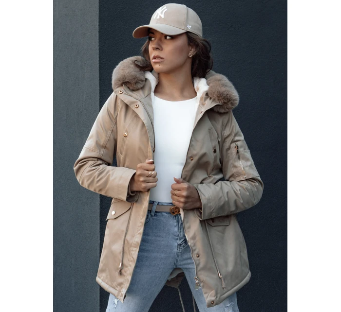Dámská zimní bunda parka s kožešinou béžová Dstreet model 21979832 - FashionStreet