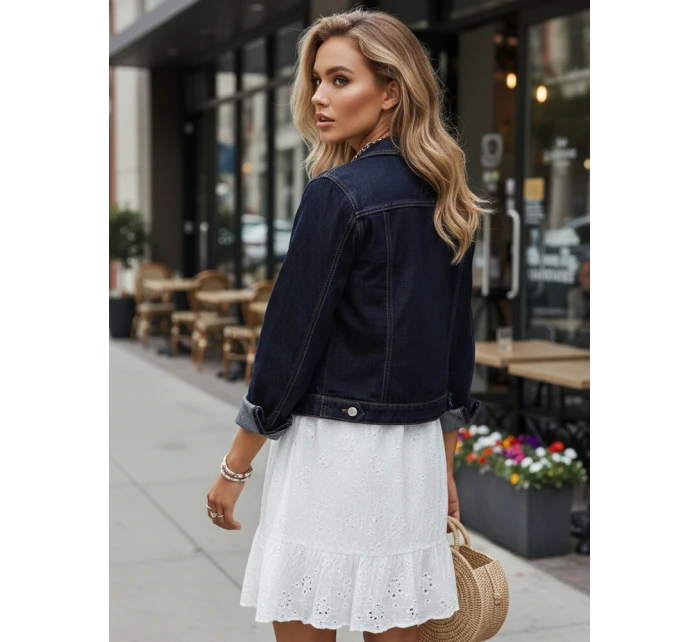 FashionStreet dámska tmavomodrá džínsová bunda TY5598