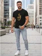 Pánske bavlnené tričko s potlačou Smile Crown čierne FashionStreet NX0138R