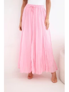 Dámska maxi bavlnená sukňa s elastickým pásom candy pink