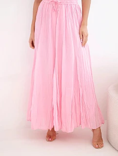 Dámska maxi bavlnená sukňa s elastickým pásom candy pink