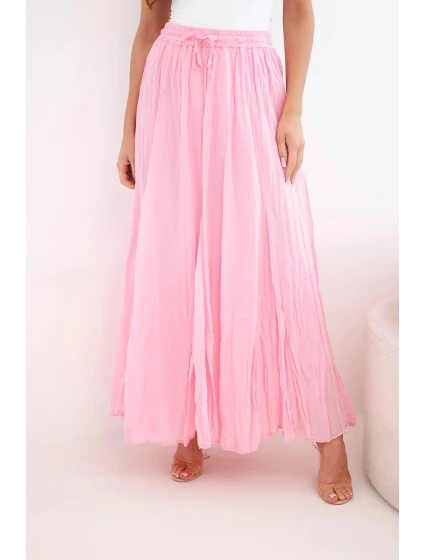 Dámska maxi bavlnená sukňa s elastickým pásom candy pink