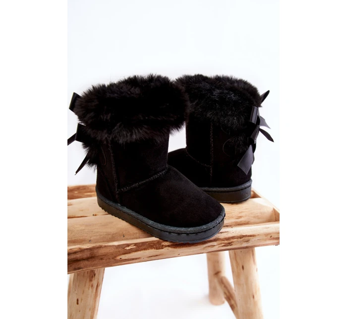 Dětské Teplé Sněhule Semišové s Černe model 21597169 - Boto Dětské Teplé Sněhule Semišové s Černe model 21597169 - Boto