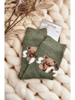 Ciepłe Bawełniane Skarpety Z Misiem Zielone