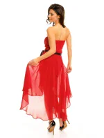 Společenské šaty model 20069567 s mašlí a asymetrickou sukní červené Červená - Mayaadi Společenské šaty model 20069567 s mašlí a asymetrickou sukní červené Červená - Mayaadi