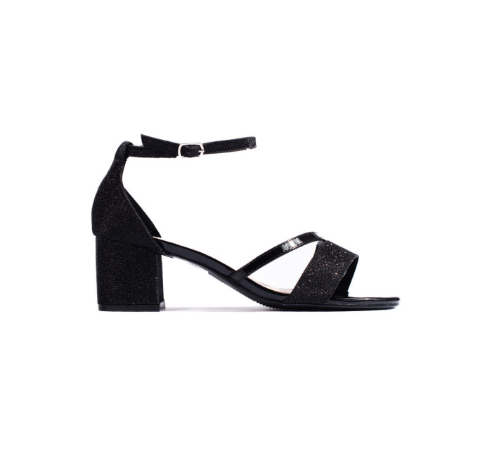 Luxusné čierne dámske sandále na širokom podpätku