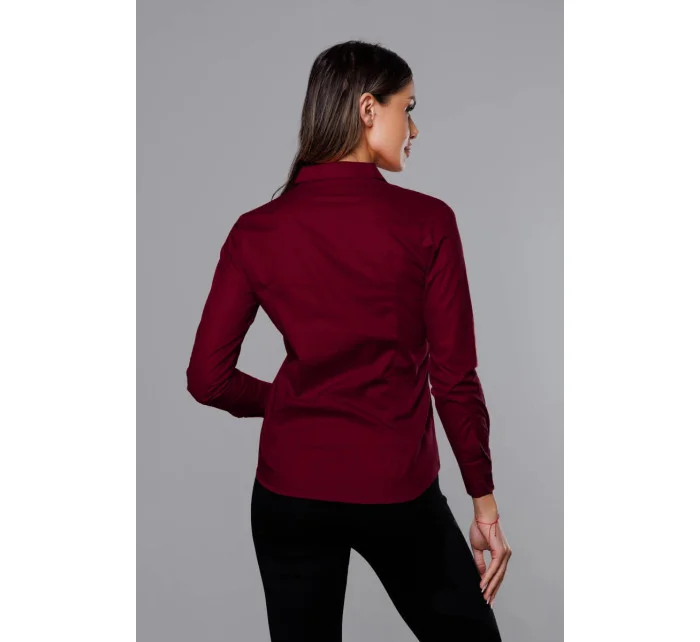 Klasická dámská košile ve vínové bordó barvě model 18302320 - J.STYLE Klasická dámská košile ve vínové bordó barvě model 18302320 - J.STYLE