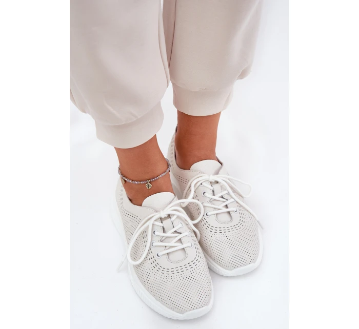 Dámské Kožené Sportovní Boty model 21691334 Bílé - VINCEZA