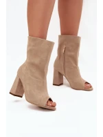 Semišové Boty Na Podpatku S  Béžové Zazoo model 21704113 - Boto