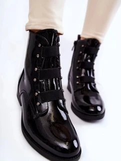 Patentované teplé ploché topánky na podpätku Black Geira