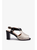 Dámske sandále na vysokom podpätku z ekokože, zlaté a čierne Queenmarie Dámske sandále na vysokom podpätku z ekokože, zlaté a čierne Queenmarie