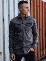 Pánská tmavě šedá džínová košile Dstreet model 21978435 - FashionStreet