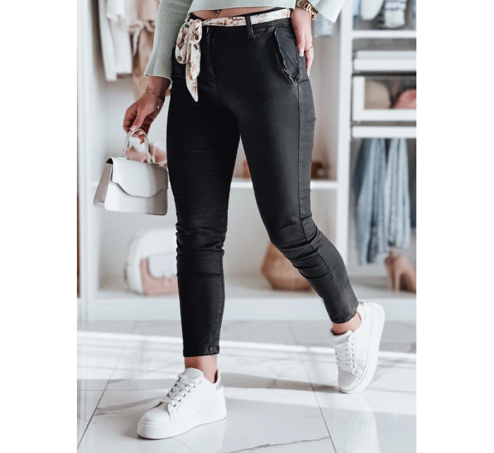 Dámské látkové chinos kalhoty s páskem černé Dstreet model 21986626 - FashionStreet Dámské látkové chinos kalhoty s páskem černé Dstreet model 21986626 - FashionStreet