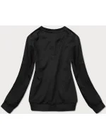 Tenká čierna dámska tepláková mikina so sťahovacími lemami (WB11002-3)