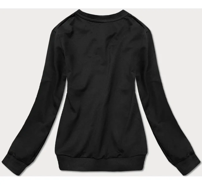 Tenká čierna dámska tepláková mikina so sťahovacími lemami (WB11002-3)