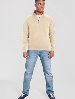 Fruit of the Loom Iconic Premium Zip Neck Sweat Ťažká mikina s 1/4 zipsom 16.2288 desert sand