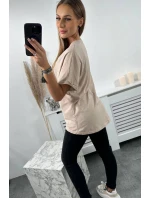 Bavlnená blúzka s vreckami béžová Bavlnená blúzka s vreckami béžová