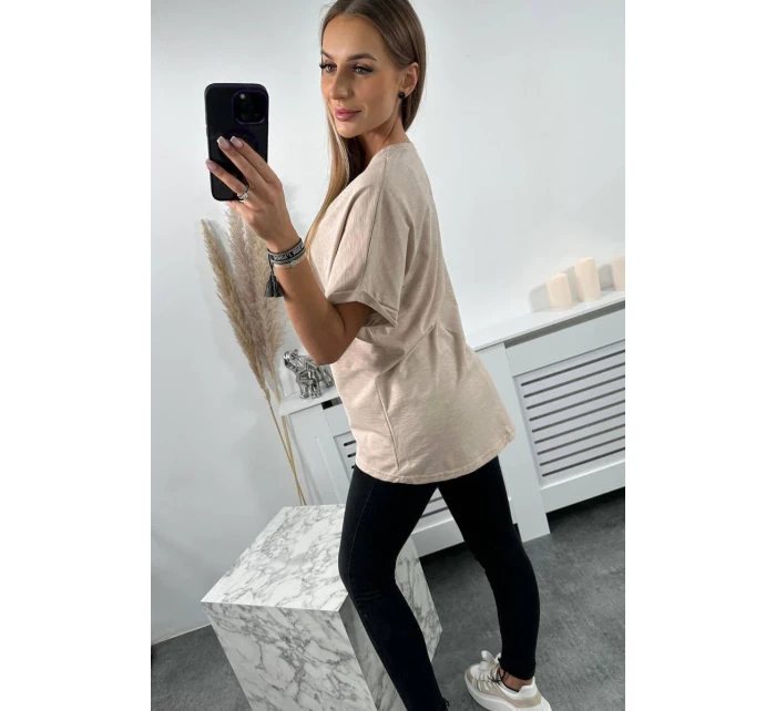 Bavlnená blúzka s vreckami béžová Bavlnená blúzka s vreckami béžová