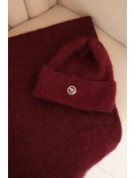 Dámska mäkká pletená súprava s čiapkou a nákrčníkom bordová Dámska mäkká pletená súprava s čiapkou a nákrčníkom bordová