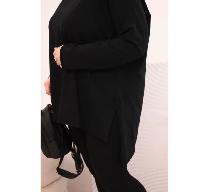 Dámská blůza Plus Size asymetrická s dlouhým rukávem černá Dámská blůza Plus Size asymetrická s dlouhým rukávem černá