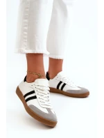 Zazoo N1068 Skórzane Niskie Sneakersy Damskie Białe