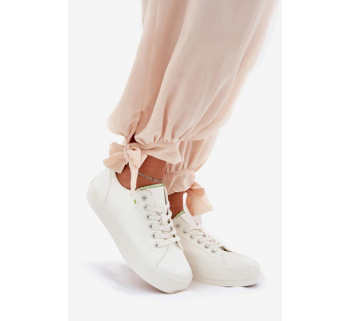 Trampki Damskie Na Platformie Z Eko Skóry Big Star RR274A295 Białe