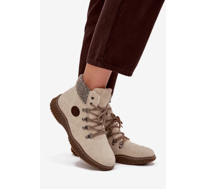Ocieplane Botki Trapery Damskie Jasnobeżowe Zenaya Ocieplane Botki Trapery Damskie Jasnobeżowe Zenaya