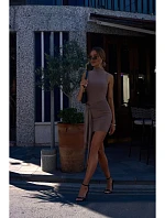 M841 Mini šaty so zaväzovaním vpredu - béžové