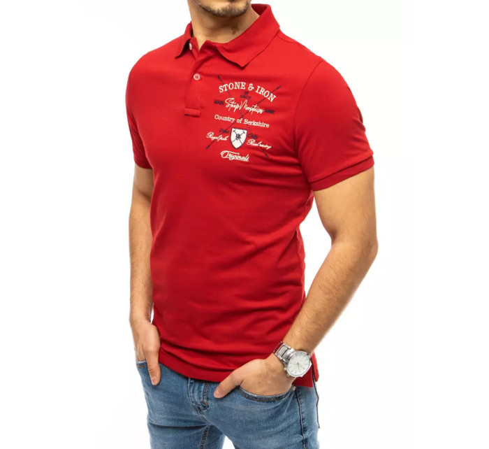 Červené pánske polo tričko s výšivkou Dstreet PX0399