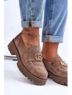 Dámské semišové polobotky s ozdobou tmavě béžová Rosefalls