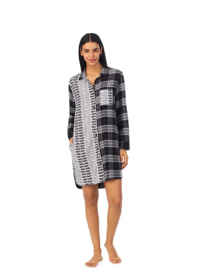 Dámska nočná košeľa YI2322669 005 čiernobiela s potlačou - DKNY