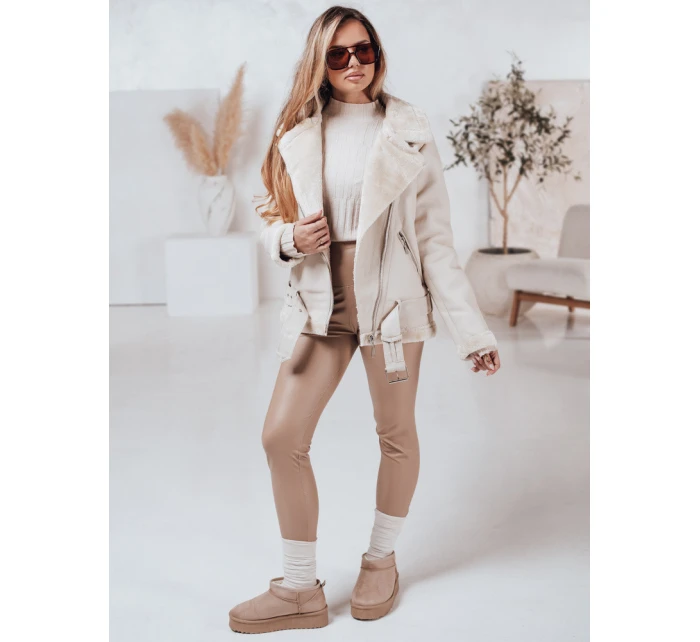 Dámská kožená bunda s ovčí kůží bílá Dstreet model 21981574 - FashionStreet