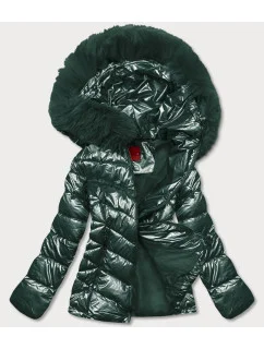 KRÓTKA KURTKA DAMSKA Z FUTERKIEM ZIELONA model 21244622 - YES!PINK