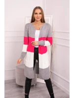 Sivý+malinový pruhovaný sveter