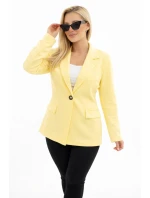 Dámská viskózová sako Plus Size s dlouhým rukávem a límcem žlutá