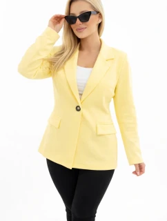 Dámske viskózové sako s dlhým rukávom a golierom v žltej farbe