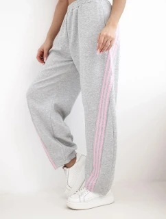 Dámske maslové viskózové nohavice s lampasom šedé