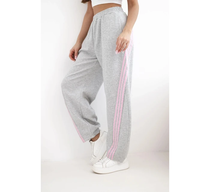 Dámske maslové viskózové nohavice s lampasom šedé Dámske maslové viskózové nohavice s lampasom šedé