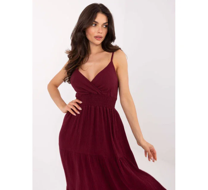 Sukienka MI SK model 21191110 bordowy - FPrice Sukienka MI SK model 21191110 bordowy - FPrice