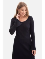 Midi šaty z úpletu černé model 21379966 - BeWear