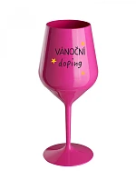 Vianočný pohár - ružový nerozbitný pohár na víno 470 ml