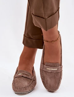 Dámské semišové mokasíny model 22186927 hnědé - S.Barski
