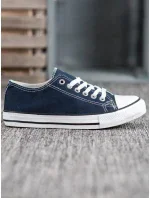 Trendy dámske modré tenisky bez podpätku Trendy dámske modré tenisky bez podpätku
