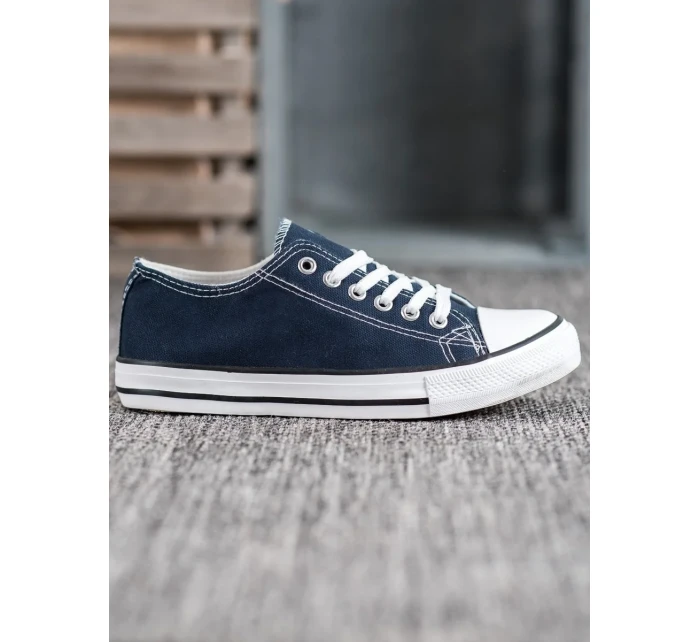 Trendy dámske modré tenisky bez podpätku Trendy dámske modré tenisky bez podpätku