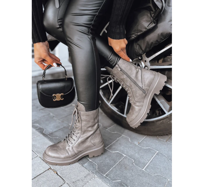 Dámské šedé kozačky model 21972041 - Dstreet Dámské šedé kozačky model 21972041 - Dstreet