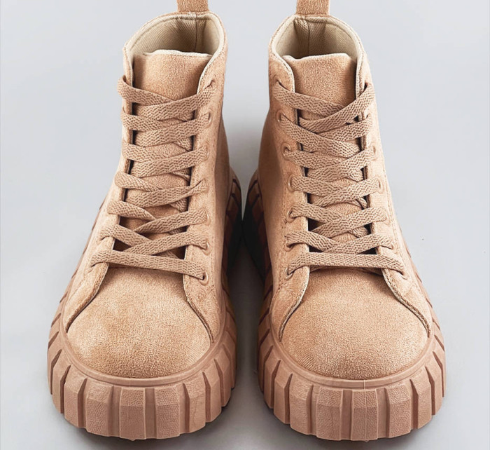 Svetlo béžové šnurovacie topánky z imitácie semišu (XA057)