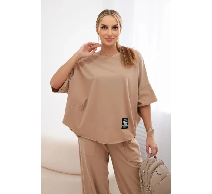 Bavlněný komplet halenka + kalhoty Velbloud Bavlněný komplet halenka + kalhoty Velbloud