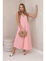 Mušelínové šaty bez ramienok marhuľová