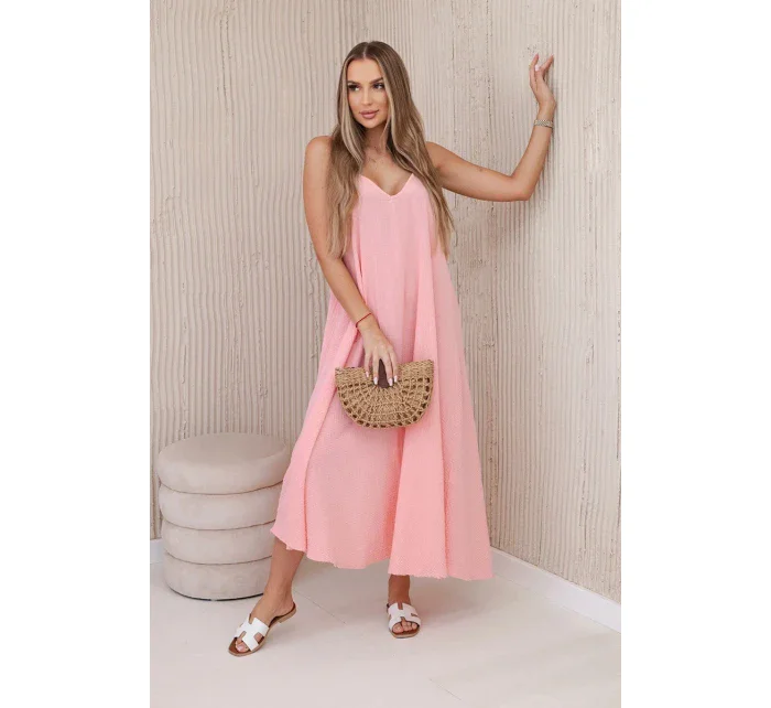 Mušelínové šaty bez ramienok marhuľová